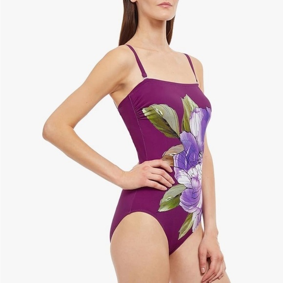 Gottex Bandeau One Piece Swimsuit Plum Size 8 NEW! - Picture 2 of 7